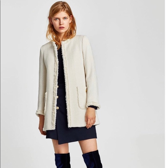 Zara Jackets & Blazers - Zara Cream Tweed Jacket Size Small  NWOT